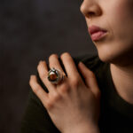 Stor cocktailring i silver med prasiolit Moon Mind R210