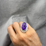 Cabochonslipad ametist i silverring R238